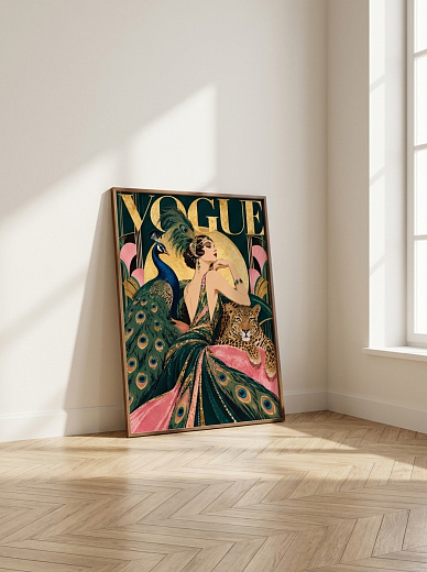 картинка Постер на стену Vogue — девушка с павлином от магазина Одежда+
