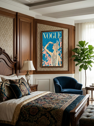 картинка Постер на стену Vogue — девушка среди цветущих ветвей от магазина Одежда+