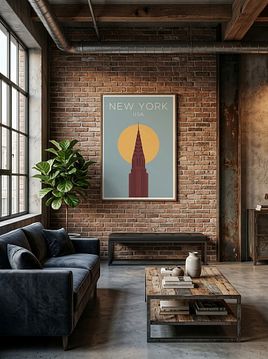 "Постер на стену New York и жёлтое солнце" от CKR Marketing
