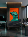 "Постер на стену Зелёная рептилия на оранжевом" от CKR Marketing