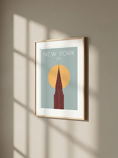 "Постер на стену New York и жёлтое солнце" от CKR Marketing
