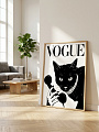 картинка Постер на стену Vogue — чёрный кот с телефоном от магазина Одежда+